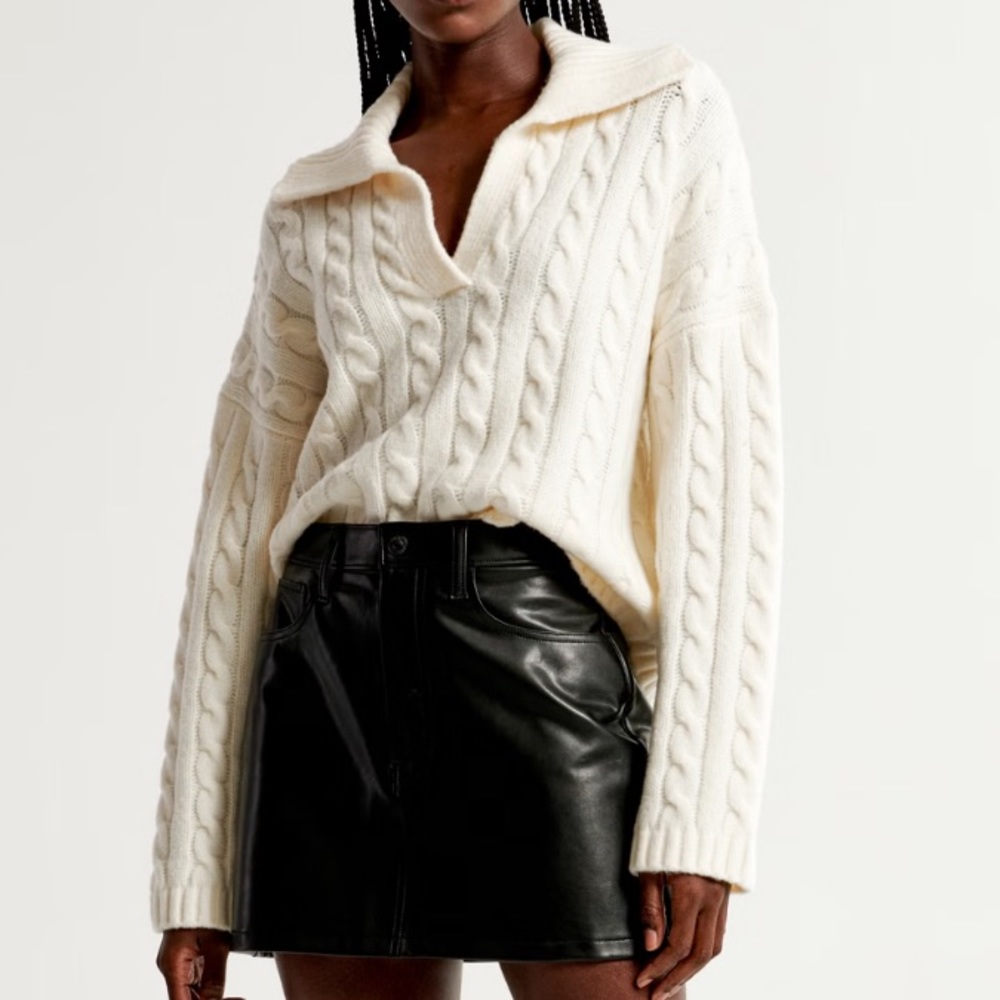 NWT Cable Notch-Neck Sweater